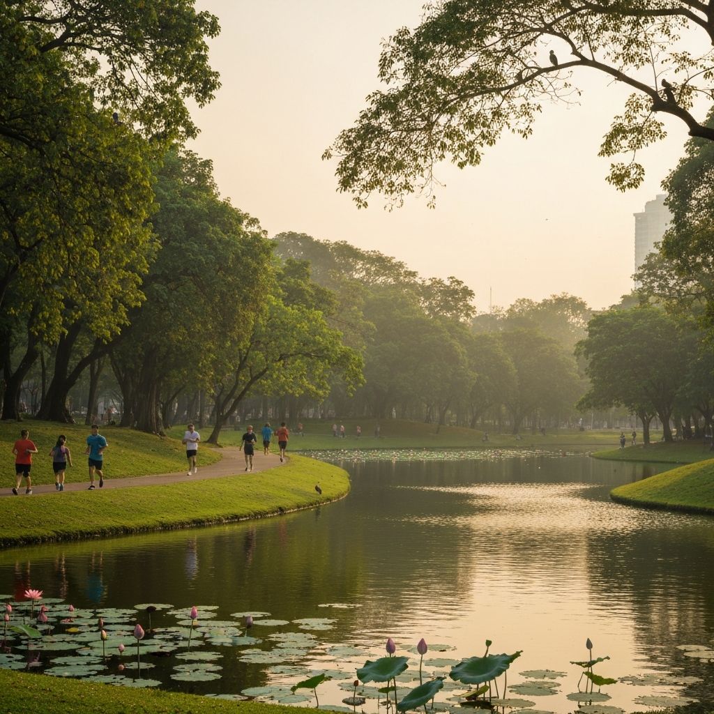 Lumpini Park at Sunrise - romantic proposal location in Thailand